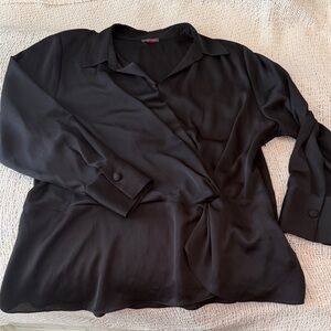 Vince Camuto Elegant Black Wrap Blouse